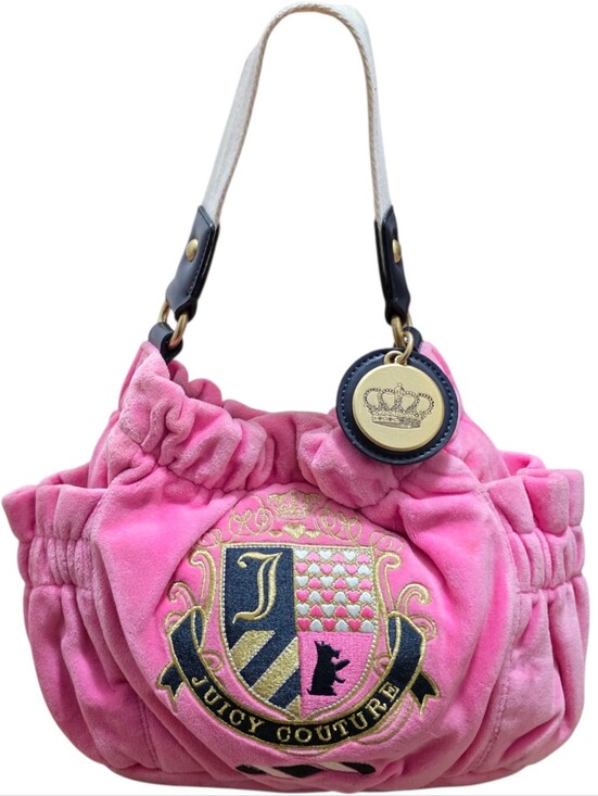 Juicy Couture Handbags - Juicy Couture vintage hot pink cotton embroidered handbag